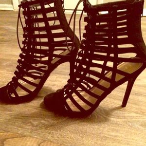 Black lace up heels